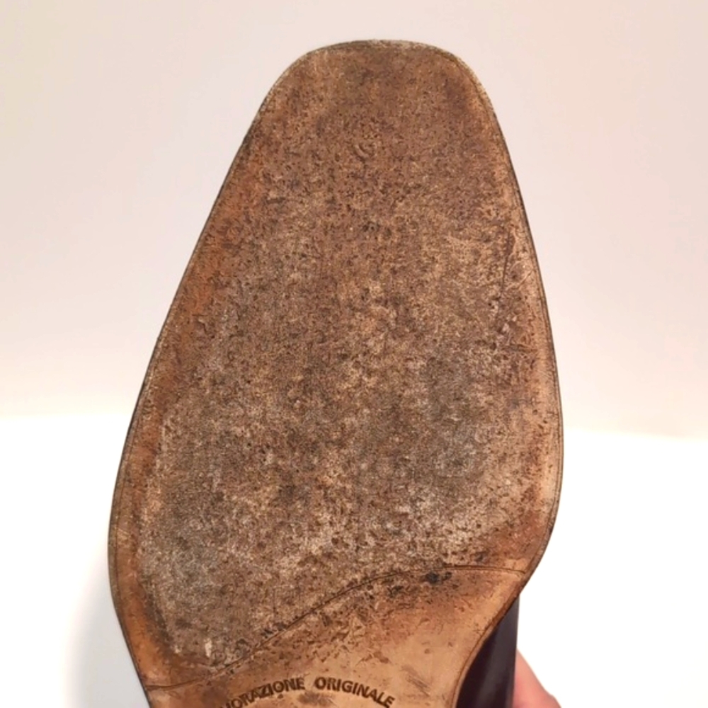 Salvatore Ferragamo Burgundy Brown Leather Penny Loafers Size 8 - Picture 7 of 15